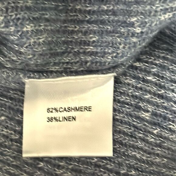Peter Millar Crown Cashmere Linen Blend Sweater 1/4 Zip Rib Knit Blue size L - Picture 13 of 14